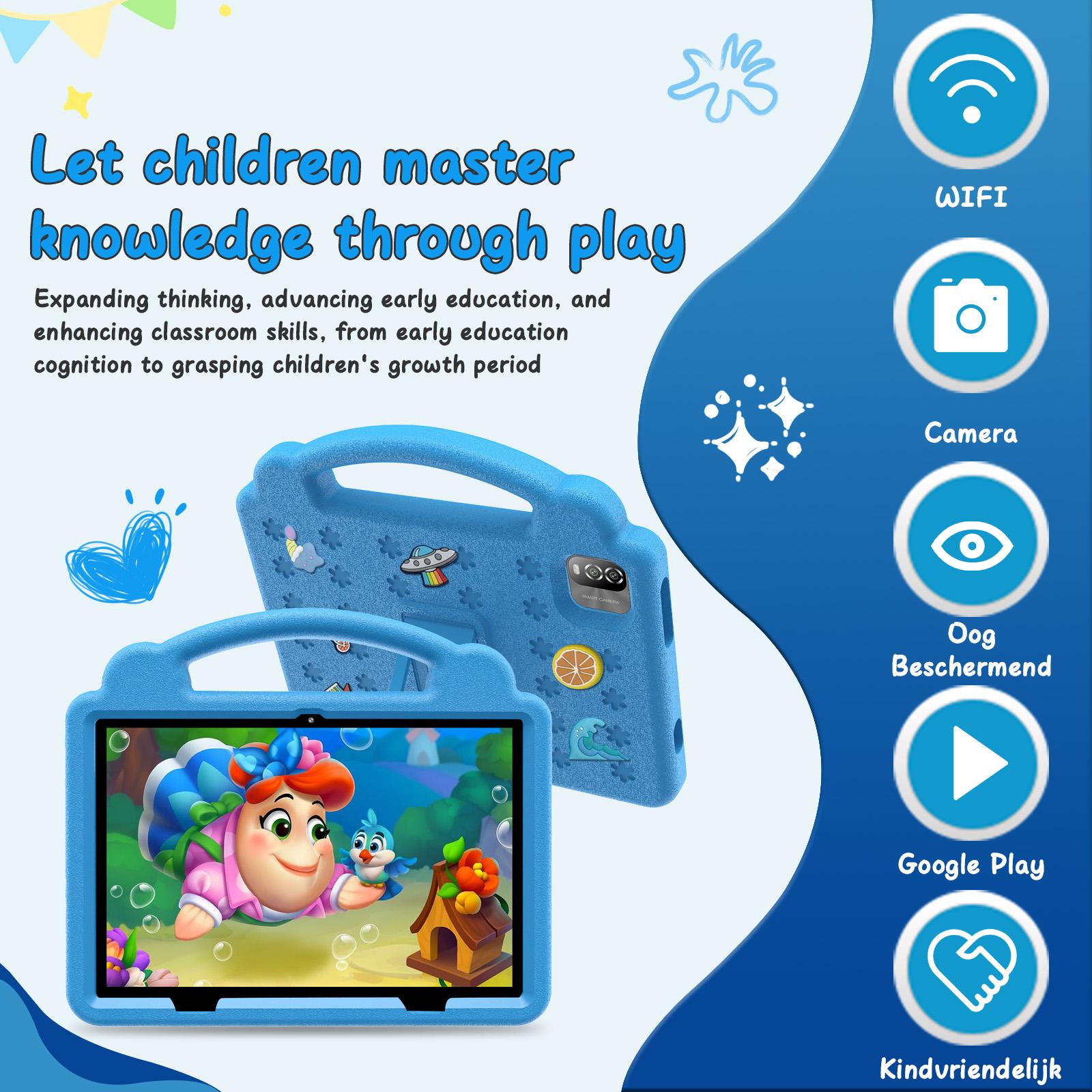 10.1 Inch Learning Tablet, Educational Tablet with 2.4G WiFi, GMS, Eye Protection Screen, Parental Monitoring, Educational APP, Dual Camera, Shockproof Case